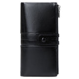 Mobile Faux Leather Wallet with Card Holders & Zip Pockets (Max. Mobile: 185 x 95 x 20 mm) - Black