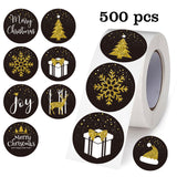 Roll of 500 x Stickers - 7 Designs - Christmas / Gold
