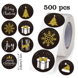 Roll of 500 x Stickers - 7 Designs - Christmas / Gold