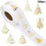 Roll of 500 x Stickers - Gold Christmas Tree