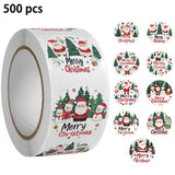 Roll of 500 x Stickers w. Christmas Designs – Santa Clauses / Snowmen