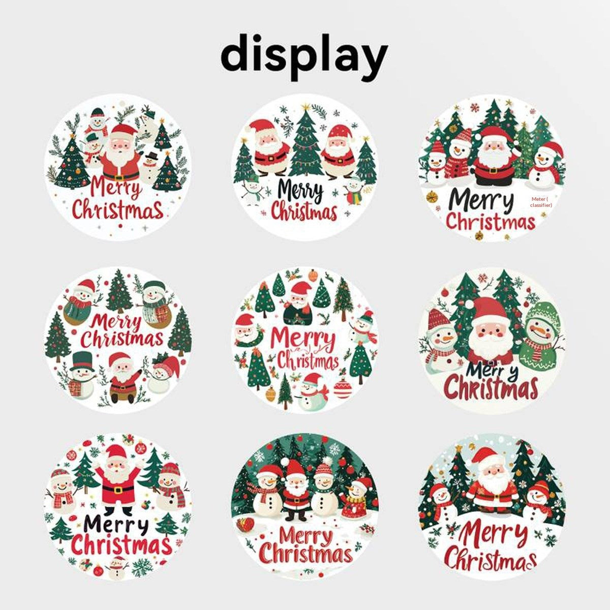 Roll of 500 x Stickers w. Christmas Designs – Santa Clauses / Snowmen