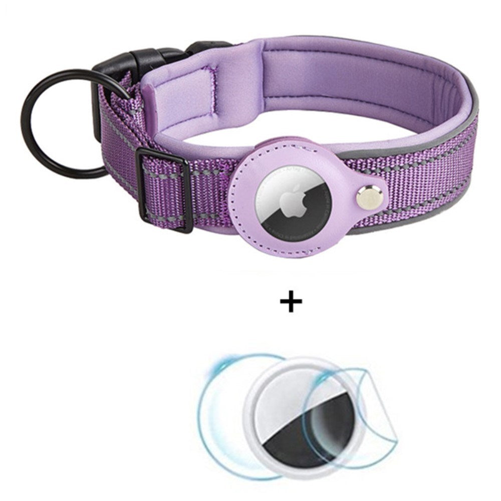 Dog Collar with Holder for AirTag 1. & 2. Gen. - Size L (43-50 cm) - Purple