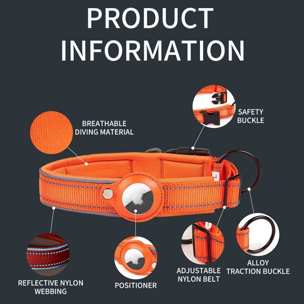 Dog Collar with Holder for AirTag 1. & 2. Gen. - Size L (43-50 cm) - Blue