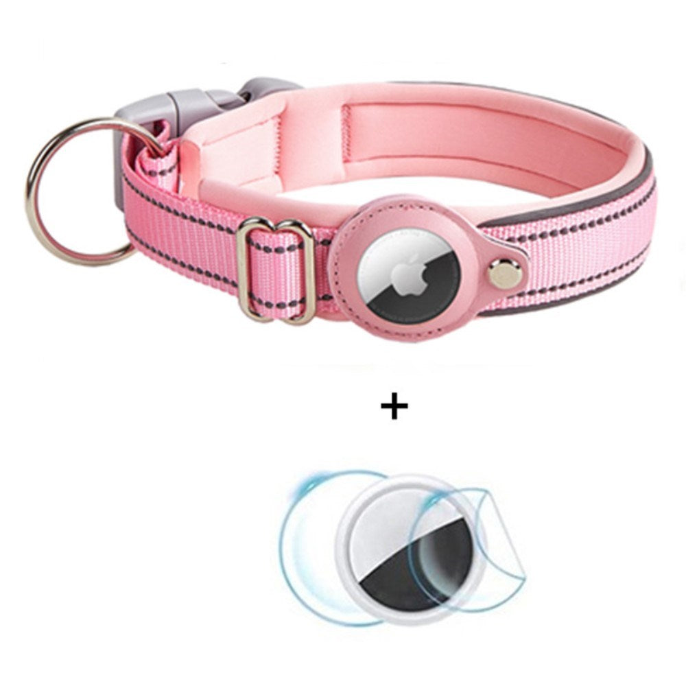 Dog Collar with Holder for AirTag 1. & 2. Gen. - Size L (43-50 cm) - Pink