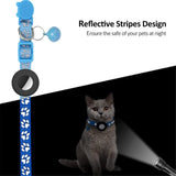 Cat Collar with AirTag Silicone Case & Reflectors - Light Blue