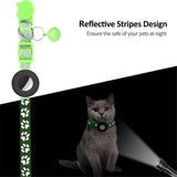 Cat Collar with AirTag Silicone Case & Reflectors - Lime Green