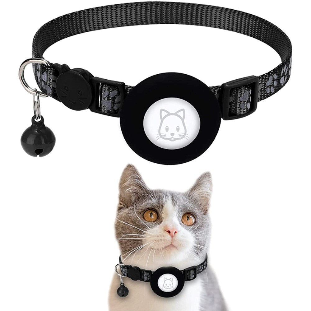 Cat Collar with AirTag 1. & 2. Gen. Silicone Case & Reflectors - Black