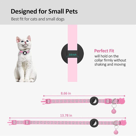 Cat Collar with AirTag Silicone Case & Reflectors - Pink