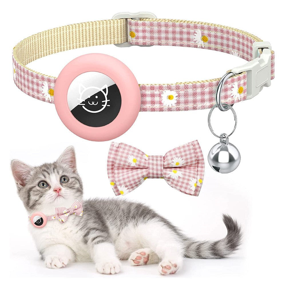 Cat Collar with AirTag Silicone Case & Bell - Pink