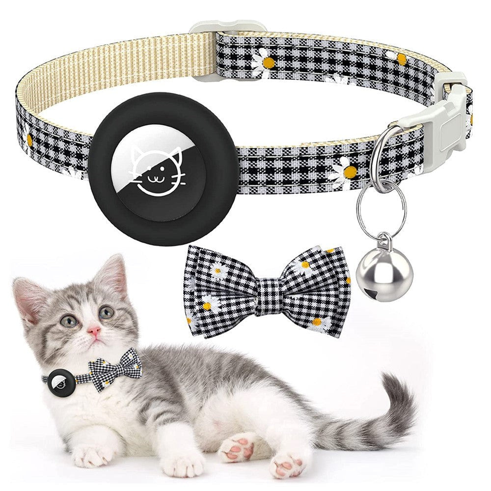 Cat Collar with AirTag Silicone Case & Bell - Black