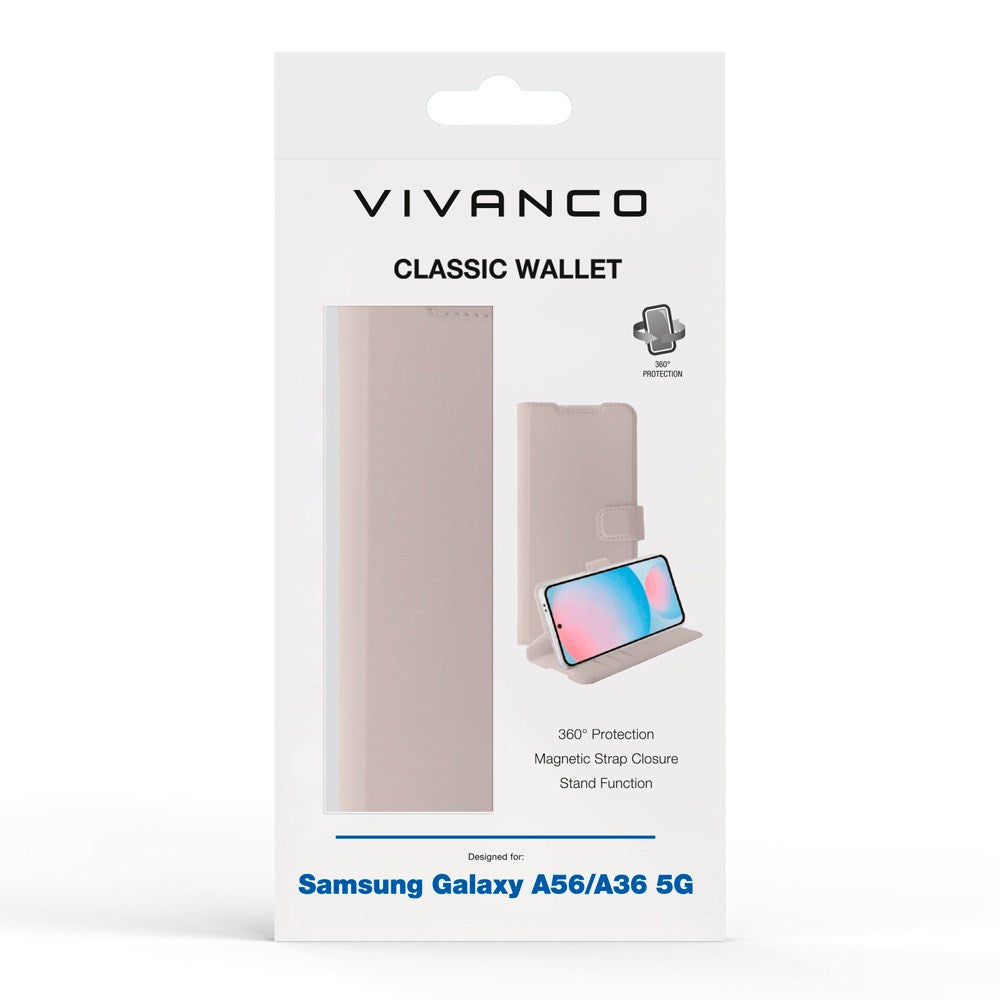Samsung Galaxy A56 (5G) / A36 (5G) - Vivanco Classic Wallet Flip Case with Purse - Taupe