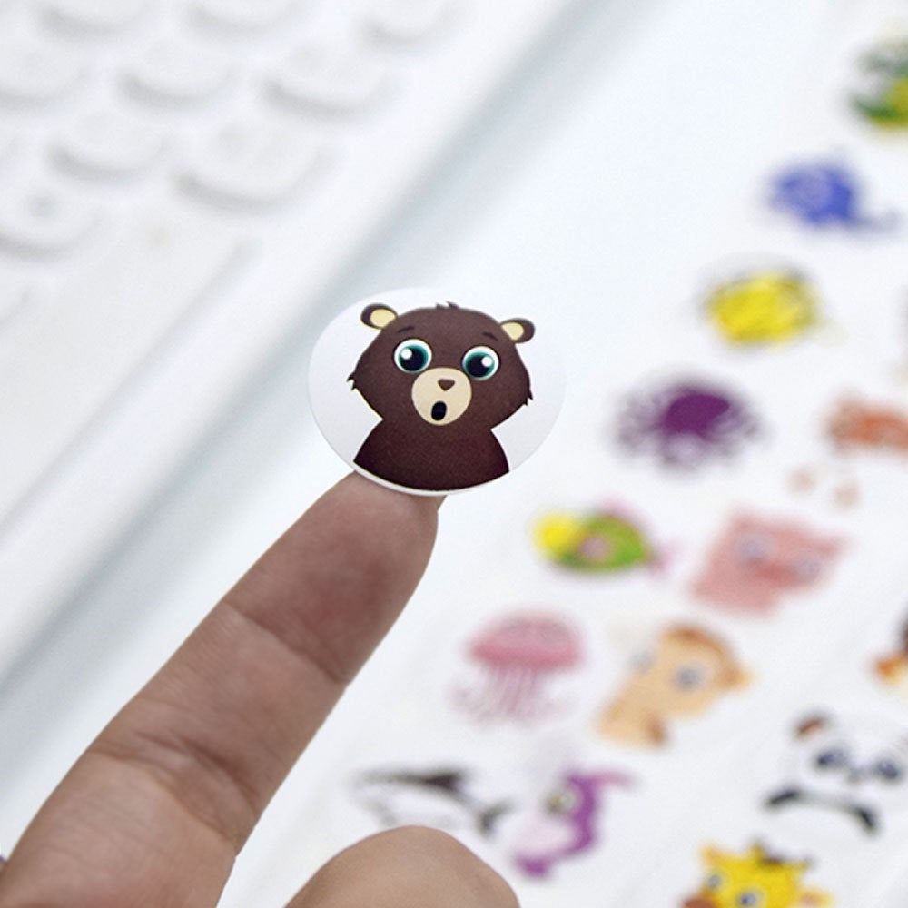Roll of 500 x Stickers of Cartoon Animals - Exotic Sea Animals