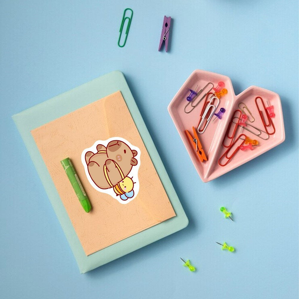 Roll of 500 x Stickers of Cartoon Capybara - V1