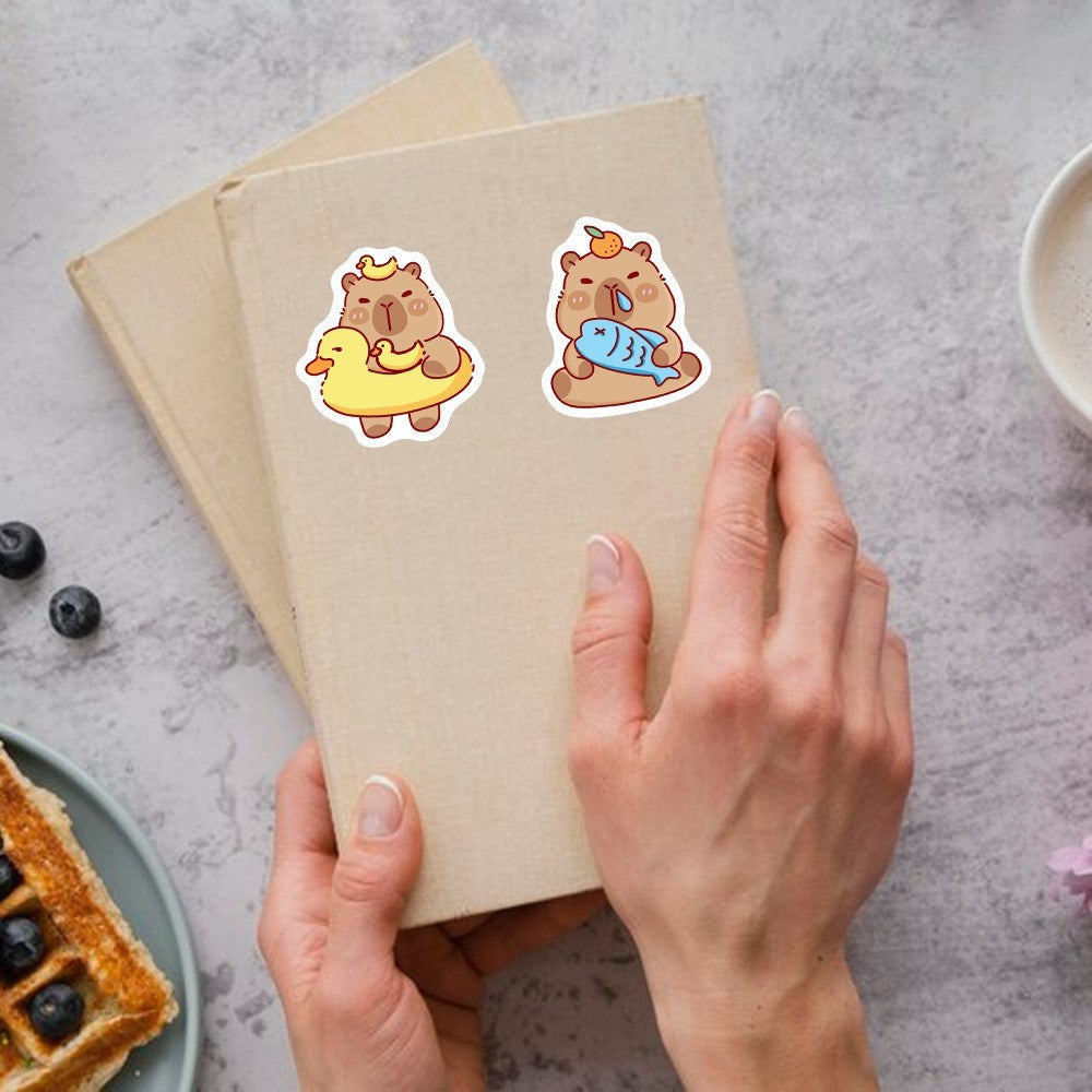 Roll of 500 x Stickers of Cartoon Capybara - V1