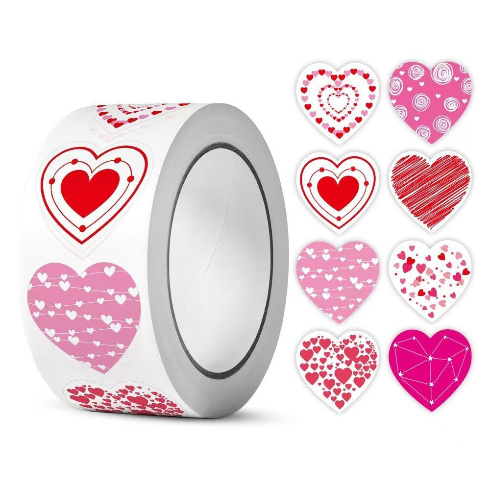 Roll of 500 x Stickers - Hearts