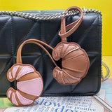 Bag Charm - Croissant in Faux Leather - Black / White
