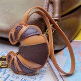Bag Charm - Croissant in Faux Leather - Light Brown / Dark Brown