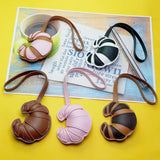 Bag Charm - Croissant in Faux Leather - Light Brown / Dark Brown