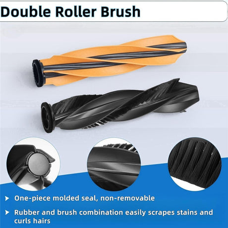 1 Pair Vacuum Brushes for Dreame X50 Ultra Robot Vacuum – Orange + Black