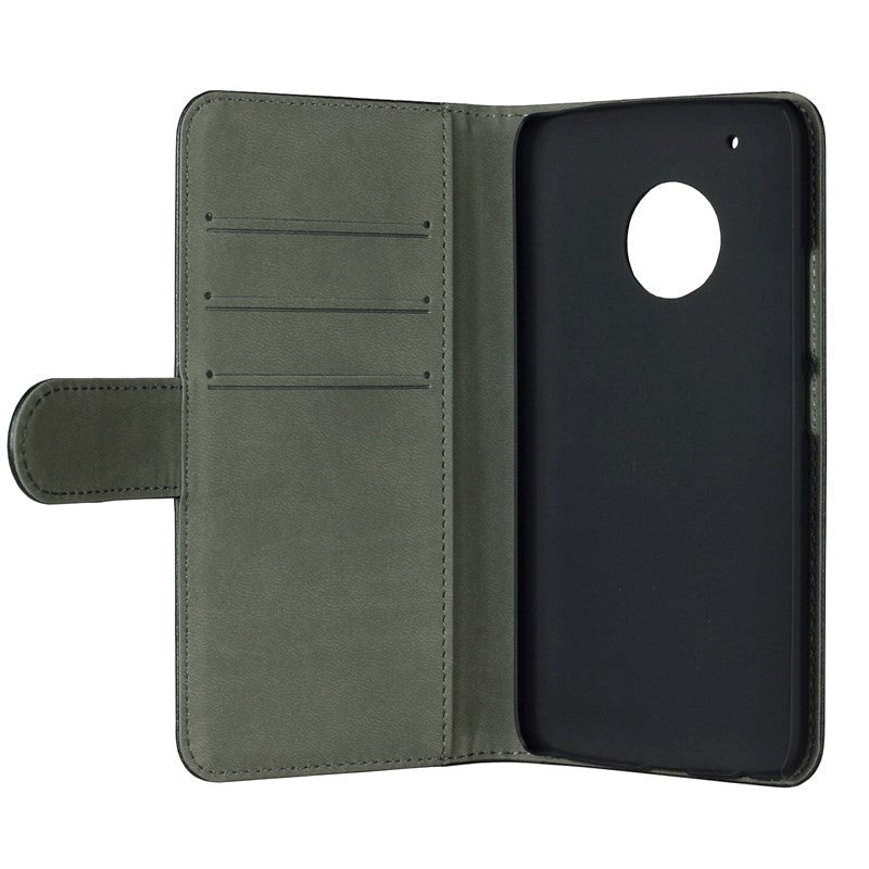 Motorola Moto G5 Plus GEAR Leather Wallet Case Black