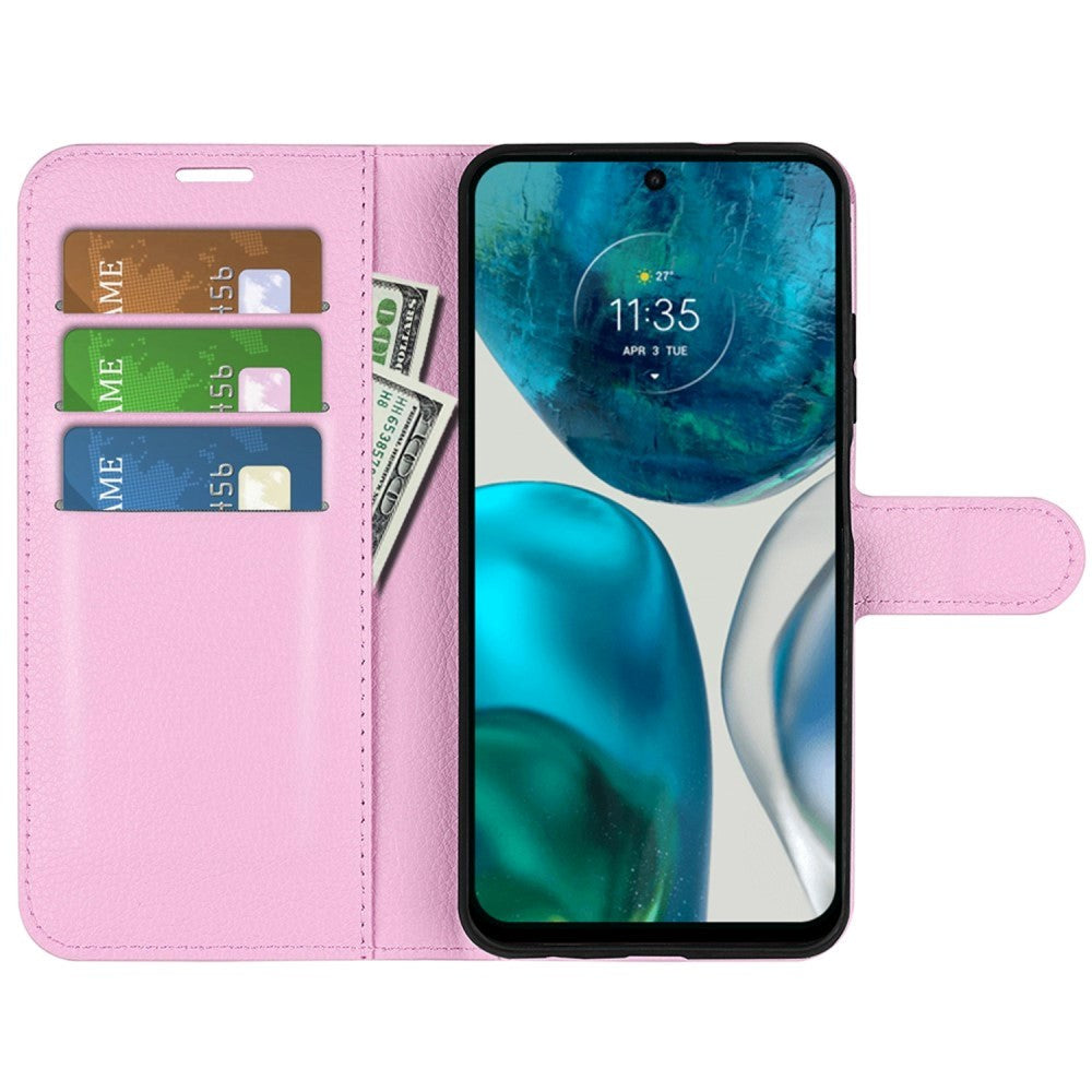 Motorola Moto G42 Litchi Leather Case w. Wallet - Pink