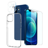 NORTHJO iPhone 12 | 3-in-1 360° Protection Set with Case | Screen Protector | Camera Lens Protector - Transparent