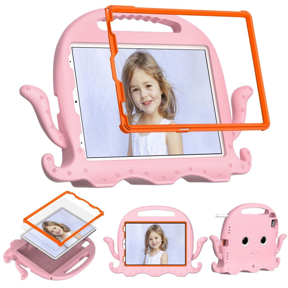 EIDERWOOD iPad Air 11" (2024) / Pro 11" (2025 - 2018) Kids Case w. Shoulder Strap & Hand Holder - Octopus - Baby Pink