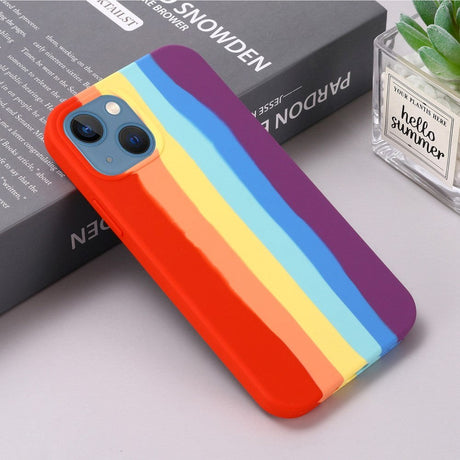 iPhone 14 Plus Silicone Case - Red Rainbow