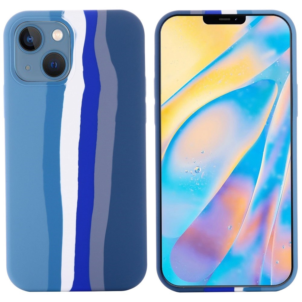 iPhone 14 Plus Silicone Case - Blue Rainbow