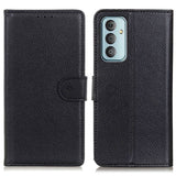 Samsung Galaxy M13 Litchi Leather Wallet Case - Black