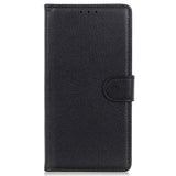 Samsung Galaxy M13 Litchi Leather Wallet Case - Black