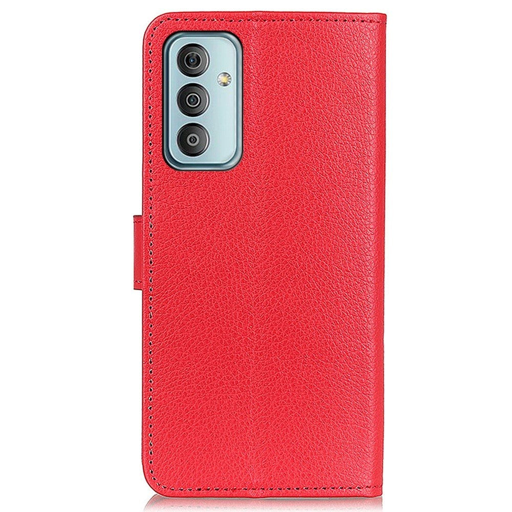 Samsung Galaxy M13 Litchi Leather Wallet Case - Red