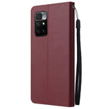 Xiaomi Redmi 10 (5G) Leather Case with Wallet and Strap - Wine Red