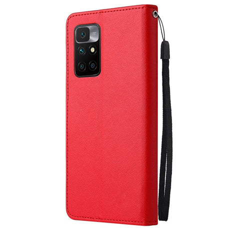 Xiaomi Redmi 10 (5G) Leather Case with Wallet and Strap - Red