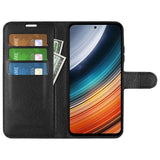 Xiaomi Poco F4 Litchi Leather Flip Cover w. Wallet - Black