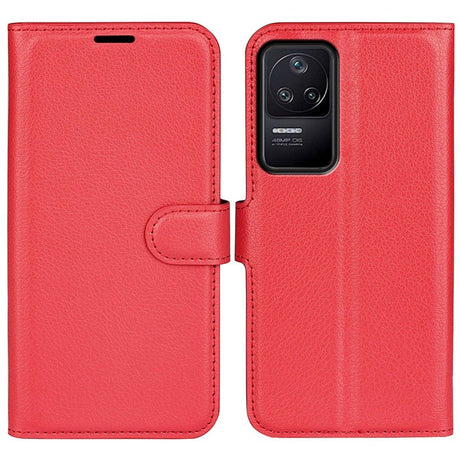 Xiaomi Poco F4 Litchi Leather Flip Cover w. Wallet - Red