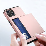 iPhone 14 Hybrid Tough Case w. Card Holder - Rose Gold