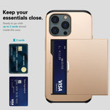 iPhone 14 Pro Hybrid Tough Case w. Card Holder - Gold