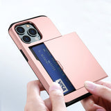 iPhone 14 Pro Hybrid Tough Case w. Card Holder - Rose Gold