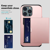 iPhone 14 Pro Hybrid Tough Case w. Card Holder - Rose Gold