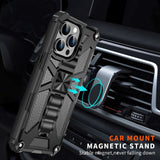 iPhone 14 Pro Max Hybrid Tough Case w. Kickstand & Magnet - Black