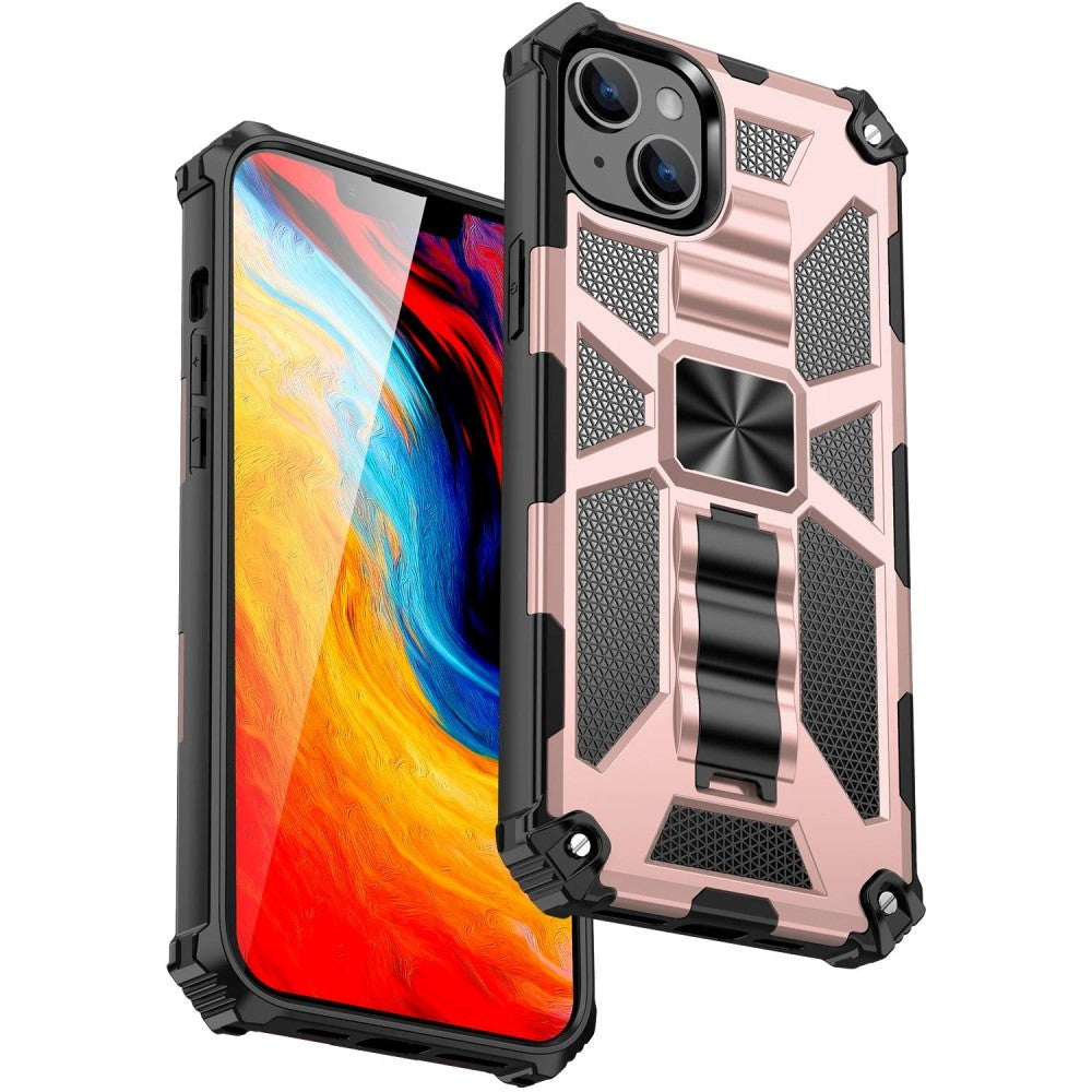 iPhone 14 Plus Hybrid Tough Case w. Kickstand & Magnet - Rose Gold