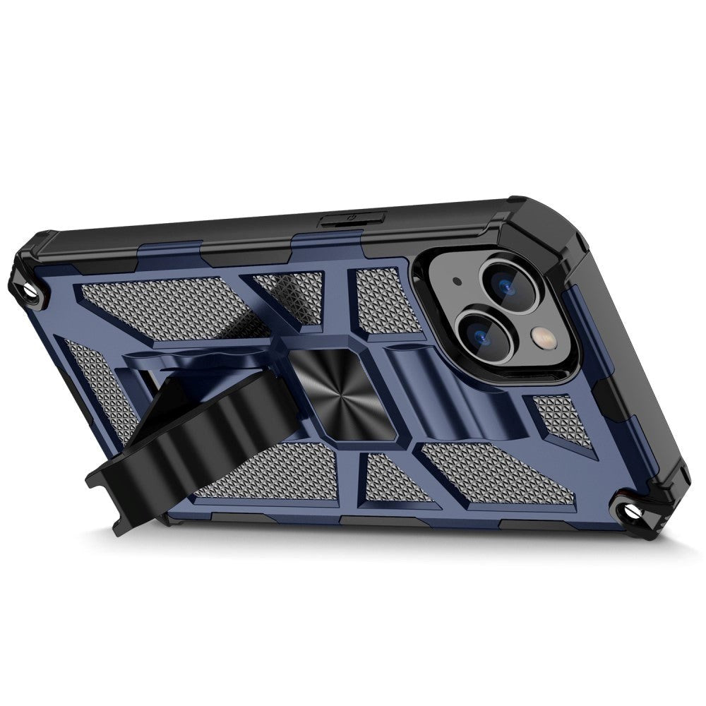 iPhone 14 Hybrid Tough Case w. Kickstand & Magnet - Blue