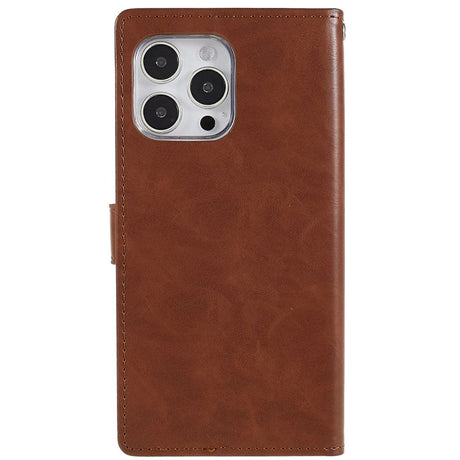 iPhone 14 Pro GOOSPERY Blue Moon Leather Wallet Case - Brown