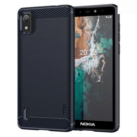 Nokia C2 2nd Edition Mofi Brushed Carbon Fiber Flexible Plastic Case - Blue