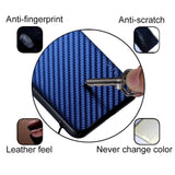 iPhone 14 Hybrid Leather / Plastic Back Cover w. Carbon Texture - Blue