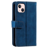 iPhone 14 Plus Leather Flip Case with Wallet & Magnetic Lock - Blue