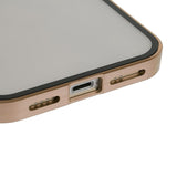 iPhone 14 Plus Cover w. Magnetic Metal Edge Glass- Front & Back - Gold