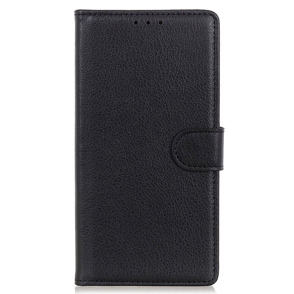 Motorola Moto G32 Litchi Leather Wallet Case - Black